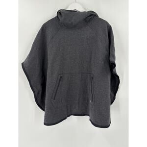 Gap Fit Hooded Poncho Womens Medium Large Gray Oversized Dolman Sleeve Stretchy